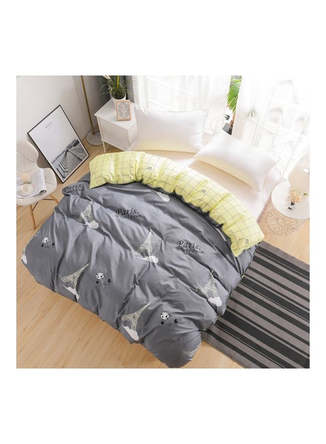 Beauenty 3-Piece Printed Duvet Cover Set Polyester Grey/Yellow/White - Image 4