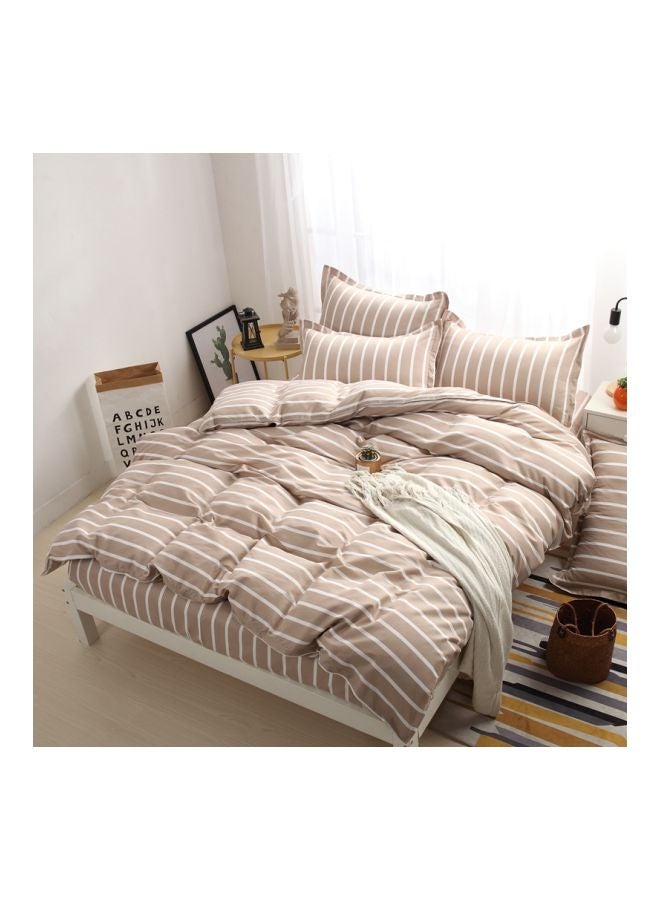 Beauenty 4-Piece Jacquard Duvet Cover Set Brown/White - Image 1