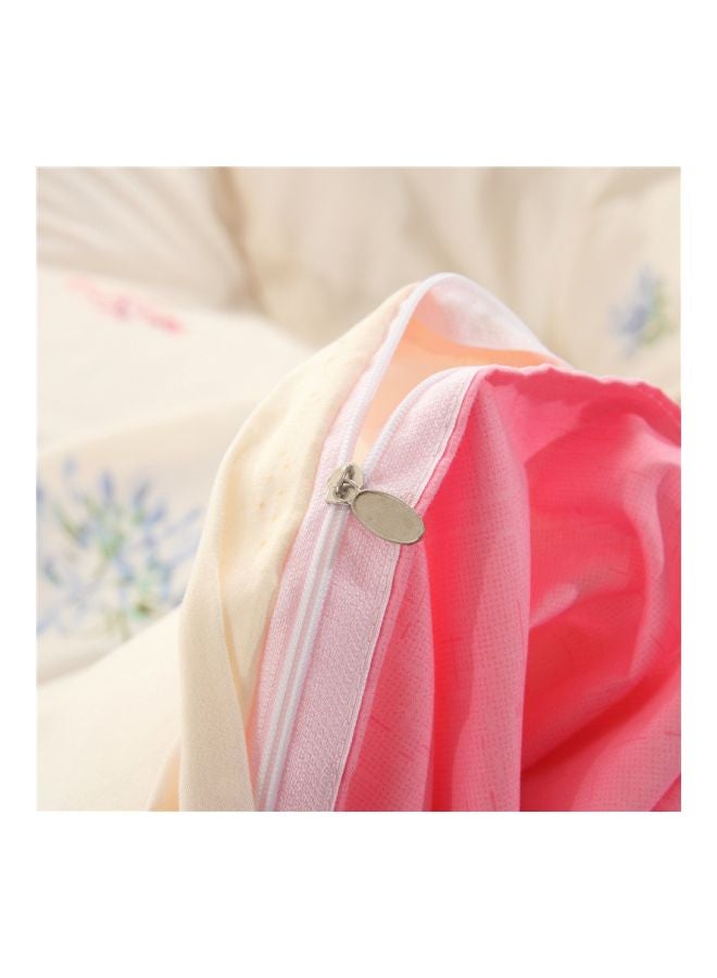 بيوينتي مجموعة غطاء لحاف مطبوع مع كيس وسادة وملاءة مطاطية، 3 قطع بوليستر وردي / بيج - Image 2