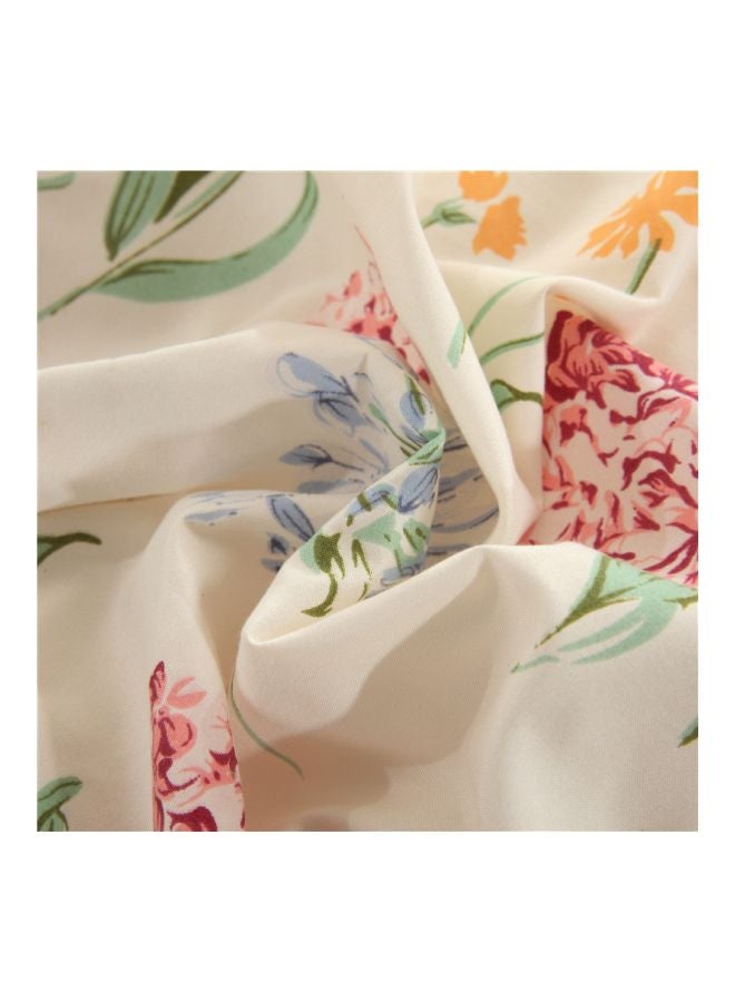 Beauenty 4-Piece Printed Duvet Cover With Pillowcase And Fitted Sheet Set Polyester Pink/White/Green - Image 3