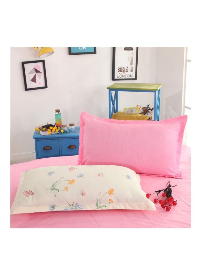 بيوينتي مجموعة غطاء لحاف مطبوع مع كيس وسادة وملاءة مطاطية، 3 قطع بوليستر وردي / بيج - Image 5