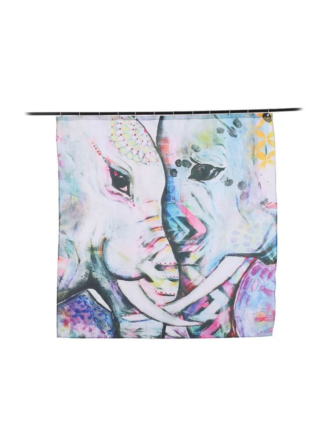 Generic - 13-Piece Printed 3D Effect Curtain With Hooks Multicolour 72x72inch - Image 1