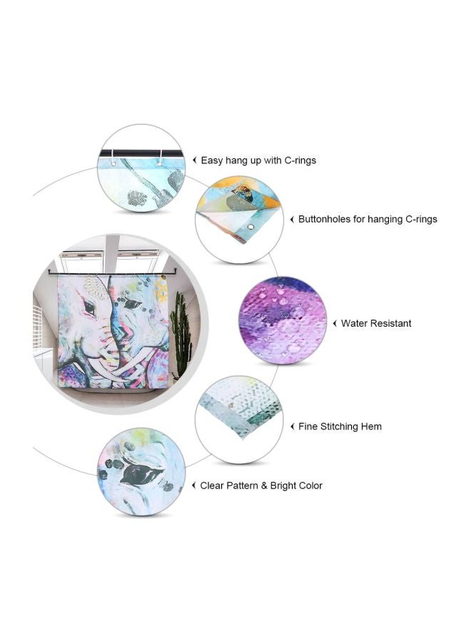 Generic - 13-Piece Printed 3D Effect Curtain With Hooks Multicolour 72x72inch - Image 1