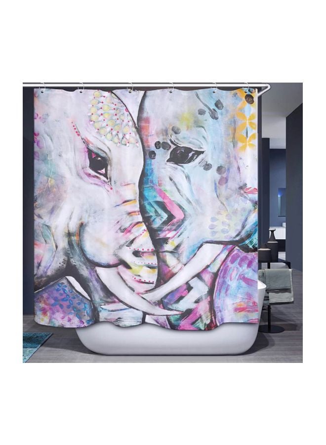 Generic - 13-Piece Printed 3D Effect Curtain With Hooks Multicolour 72x72inch - Image 1
