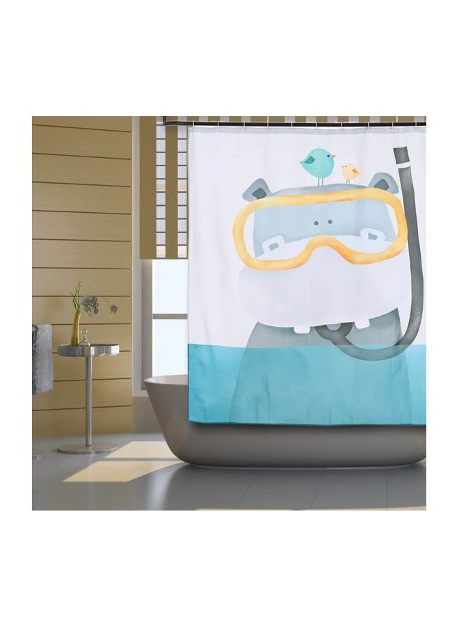 Generic - 13-Piece Printed 3D Effect Curtain With Hooks Grey/White/Yellow 72x72inch - Image 1