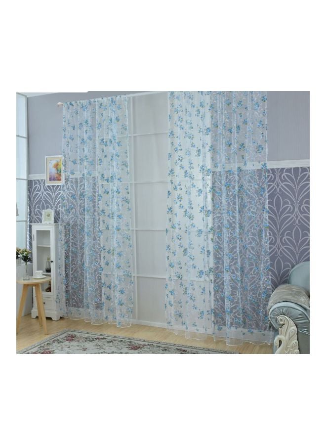 ANSELF 2-Piece Elegant Voile Drape Curtains Blue/Clear 100x200cm - Image 1