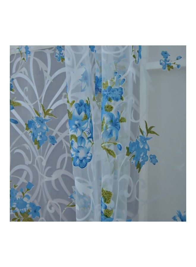 ANSELF 2-Piece Elegant Voile Drape Curtains Blue/Clear 100x200cm - Image 2