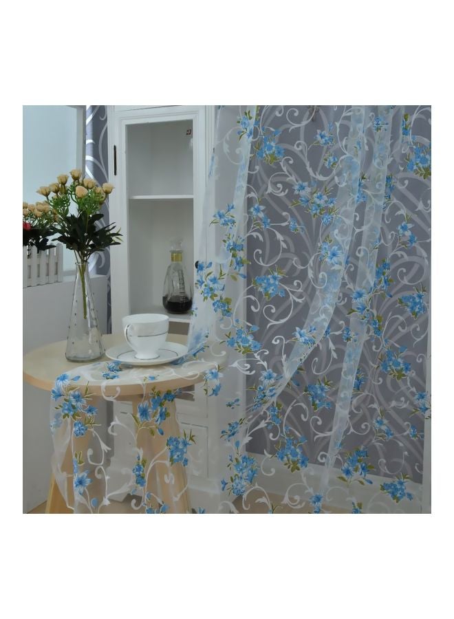 ANSELF 2-Piece Elegant Voile Drape Curtains Blue/Clear 100x200cm - Image 3