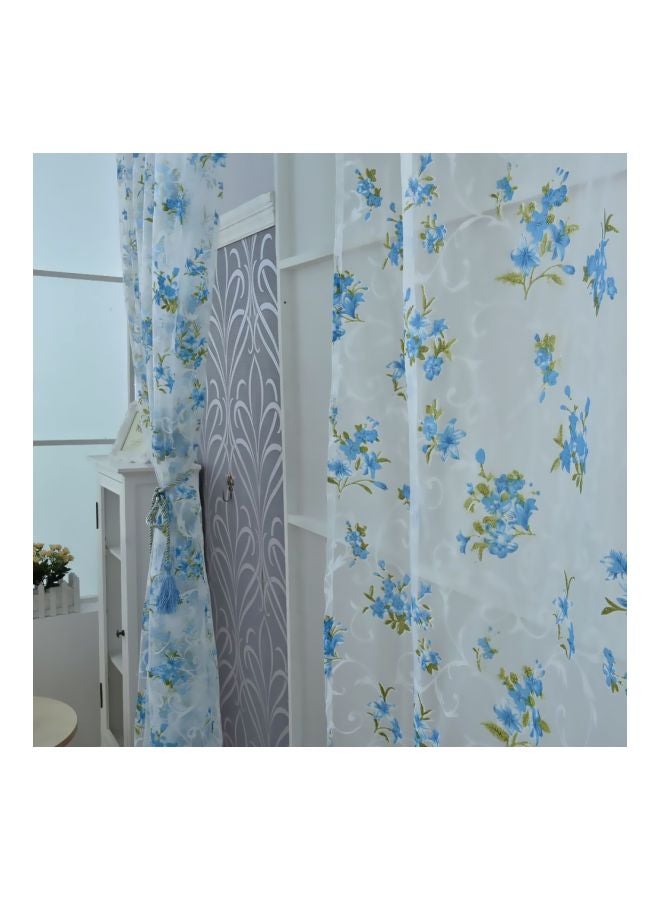 ANSELF 2-Piece Elegant Voile Drape Curtains Blue/Clear 100x200cm - Image 4