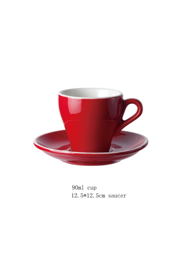 شاربدو طقم فناجين قهوة مع صحون من الزجاج أحمر - Image 2