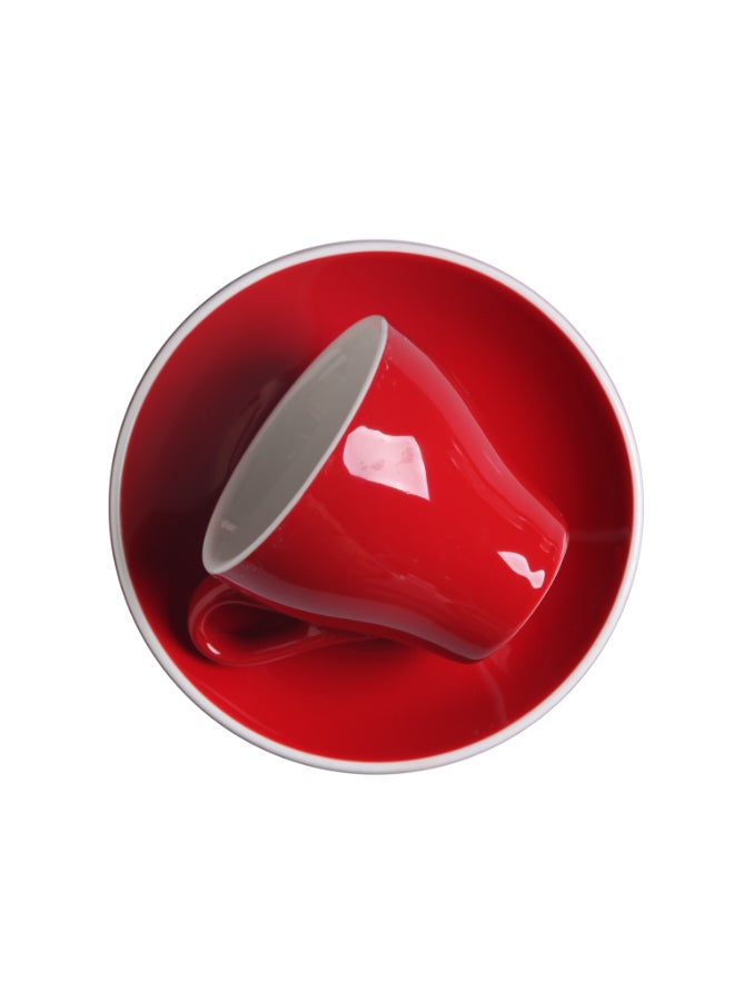 شاربدو طقم فناجين قهوة مع صحون من الزجاج أحمر - Image 3