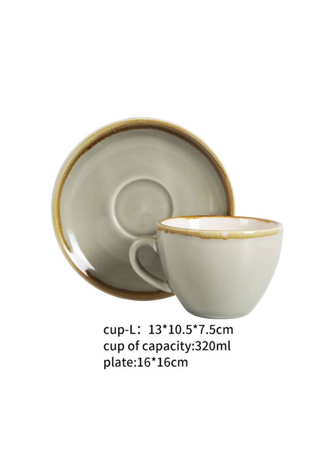 شاربدو فنجان قهوة مع صحن رمادي - Image 2