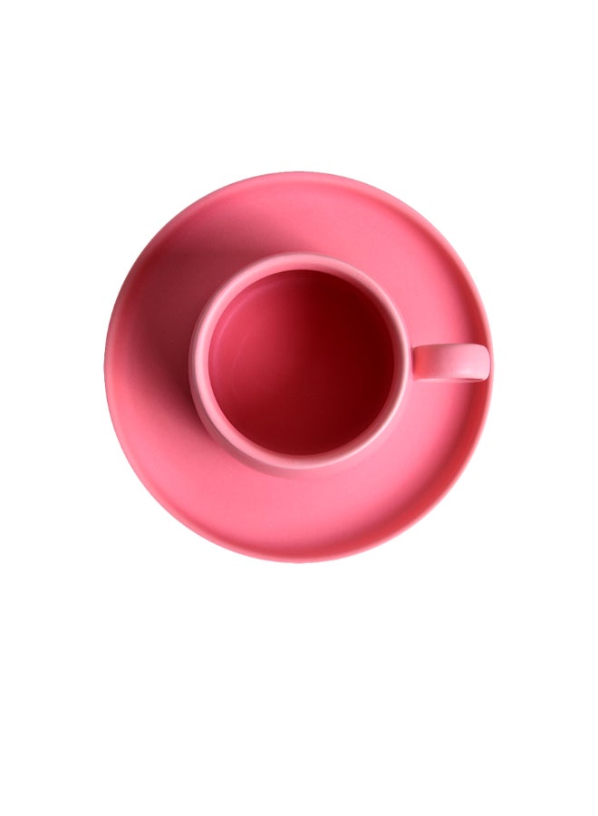 كوب بتصميم عميق وصحن وردي - Image 4