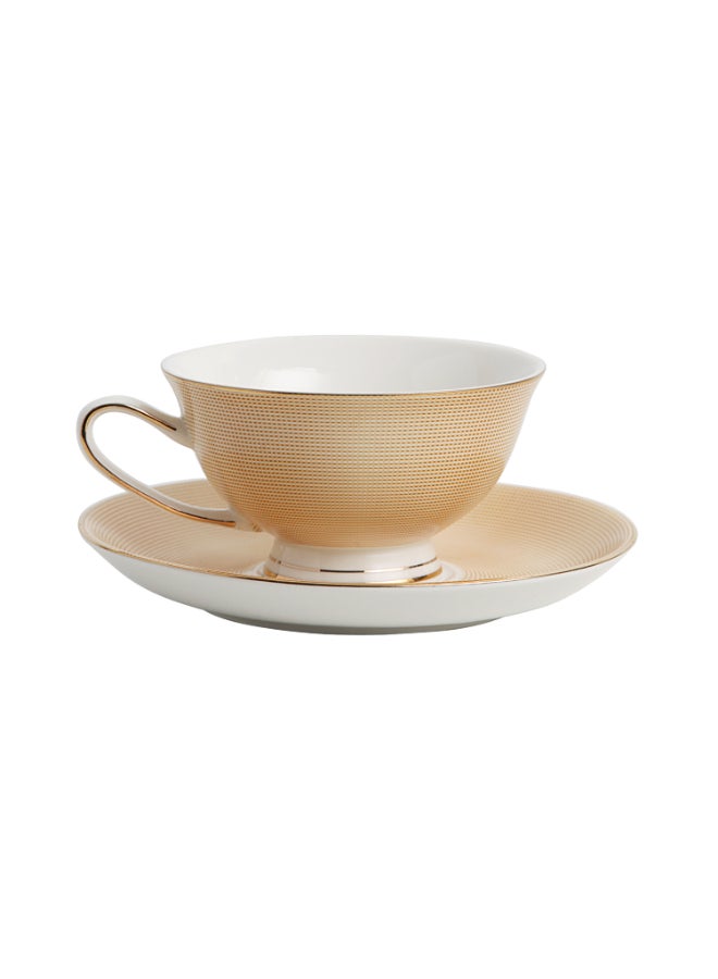 شاربدو فنجان وصحن فنجان للقهوة ذهبي/ أبيض - Image 4