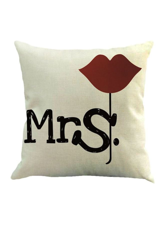 Mrs. Printed Cushion Cover White/Black/Red 45cm - Image 1