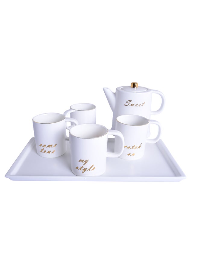Sharpdo Ceramic Coffee Set White 23 x 40.5 x 19cm - Image 3