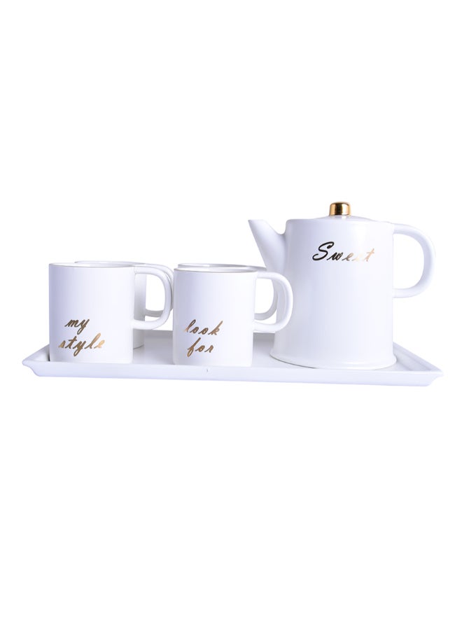 Sharpdo Ceramic Coffee Set White 23 x 40.5 x 19cm - Image 4