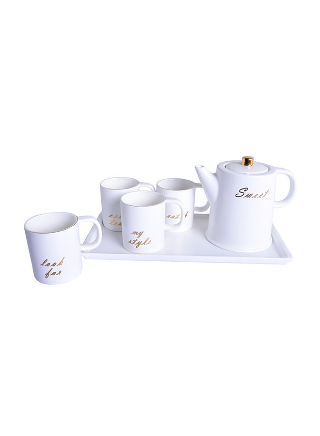 Sharpdo Ceramic Coffee Set White 23 x 40.5 x 19cm - Image 1