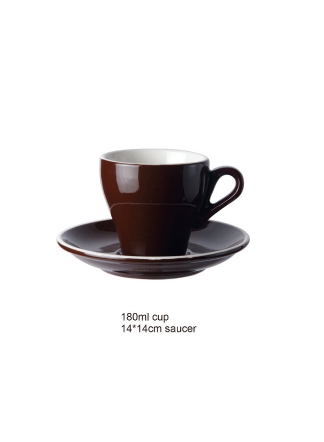 شاربدو فنجان قهوة مع صحن من السيراميك بني - Image 2