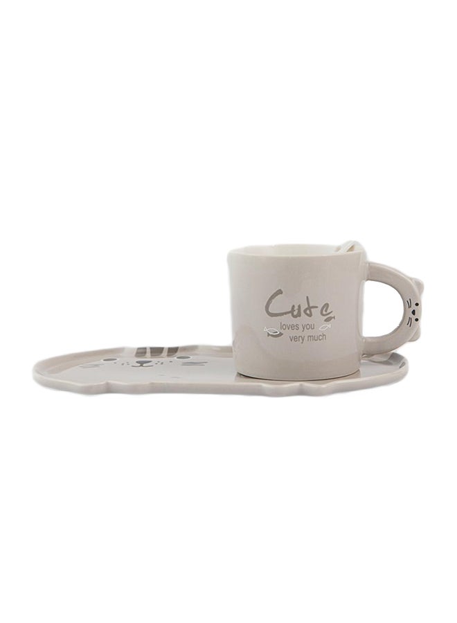 Classic Style Ceramic Coffee Cup And Saucer Grey