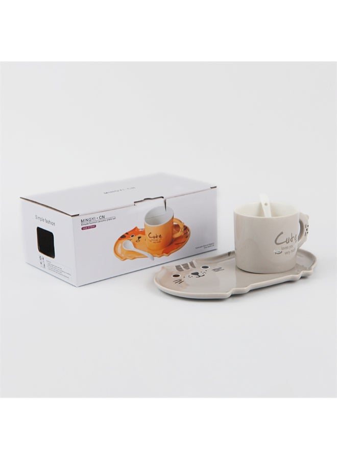 Classic Style Ceramic Coffee Cup And Saucer Grey