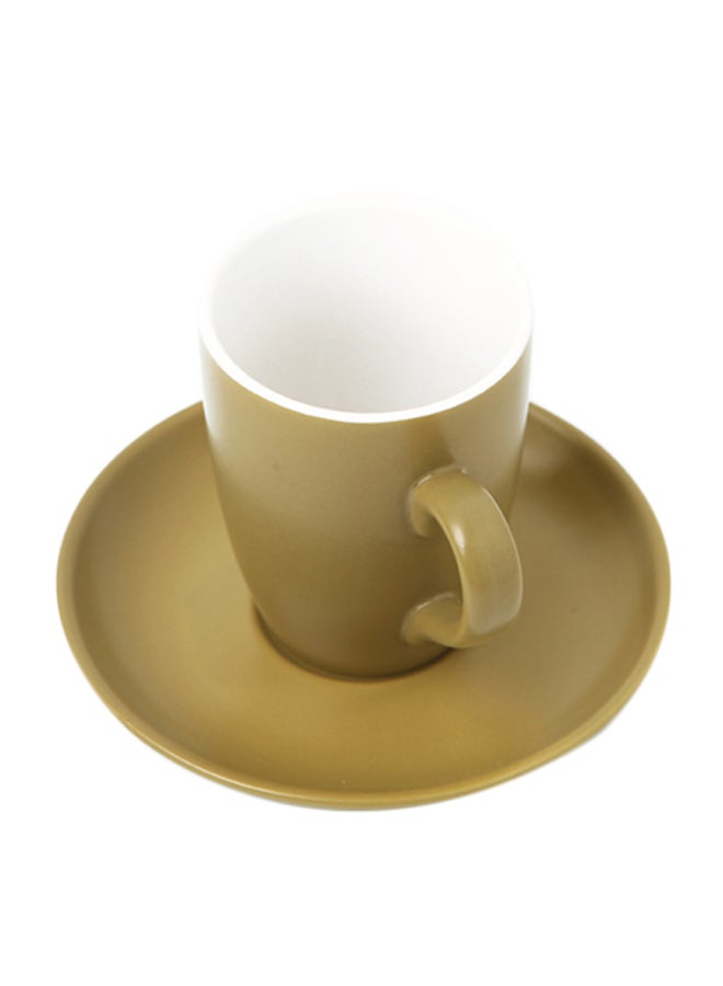 Shuer Classic Style Ceramic Coffee Cup And Saucer Beige 16.2 x 16.2 x 2.5cm  - Image 1