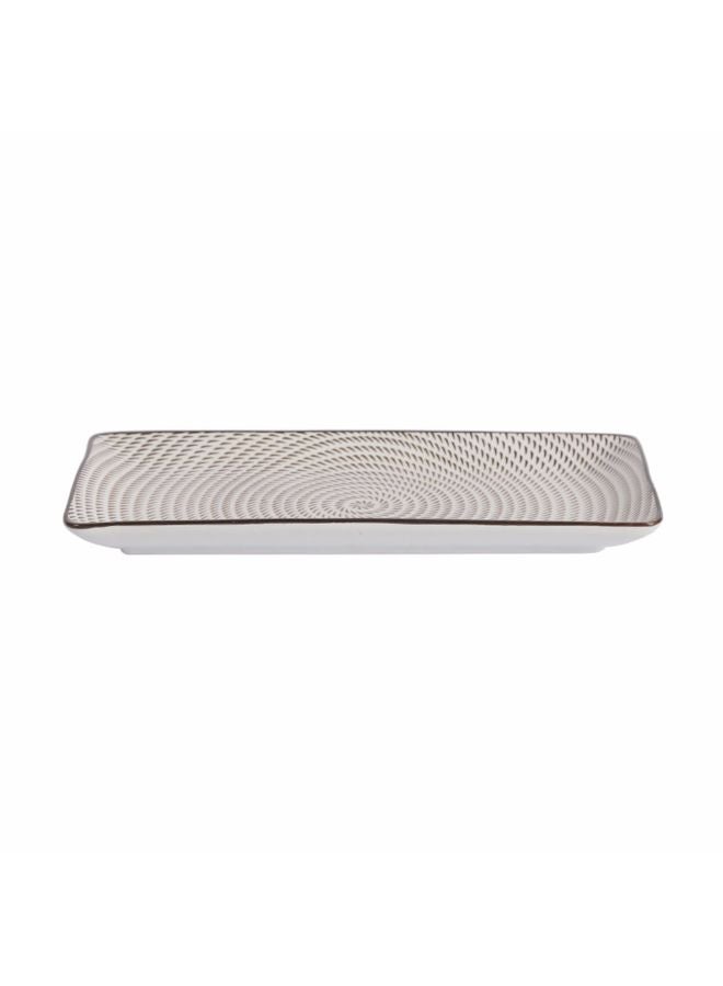 Sharpdo Rectangular Ceramic Tray White/Beige 10inch  - Image 2