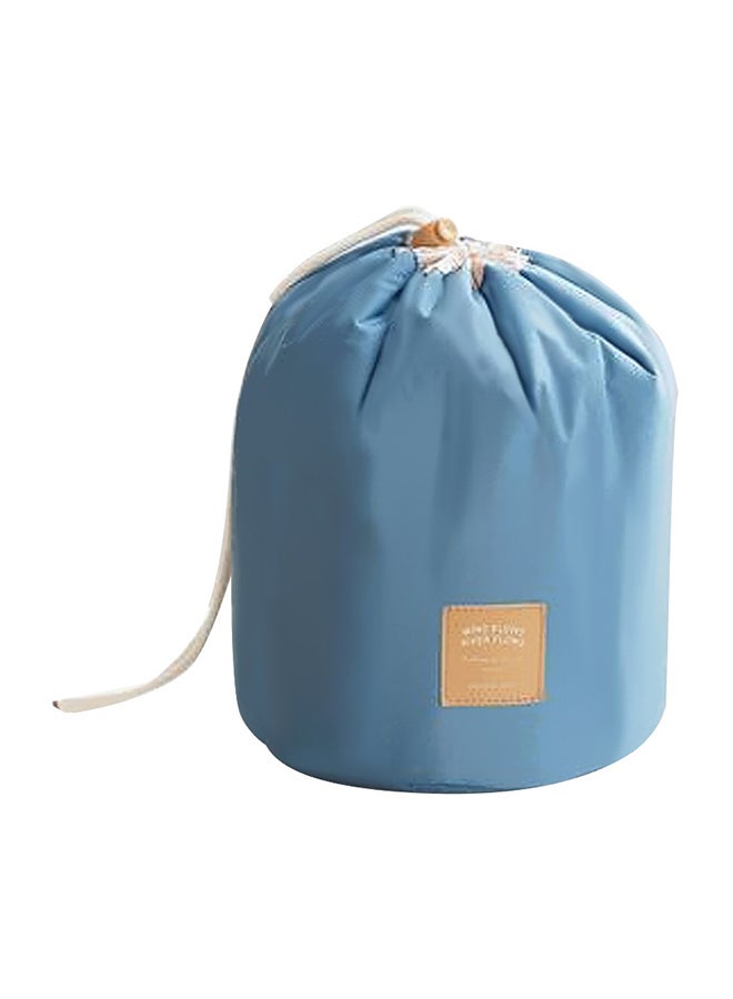 حقيبة مستحضرات تجميل محمولة بتصميم أسطواني مزودة بجيوب برباط مناسبة للسفر أزرق - Image 1