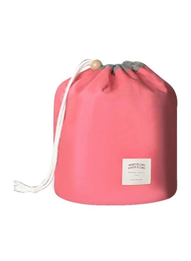 Portable Barrel Travel Cosmetic Makeup Toiletry Bag With Drawstring Pockets Red - Image 1