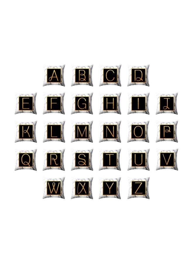 Letter Printed Cushion Cover Black/Gold/Grey 45x45cm - Image 3