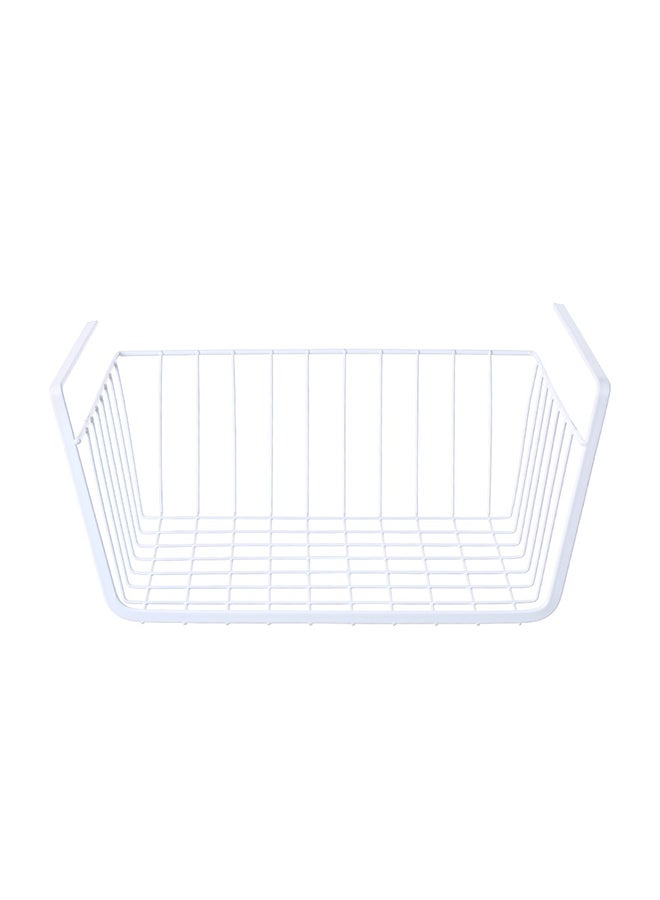 Metal Wire Under Shelf Hanging Storage Basket White 32cm - Image 1