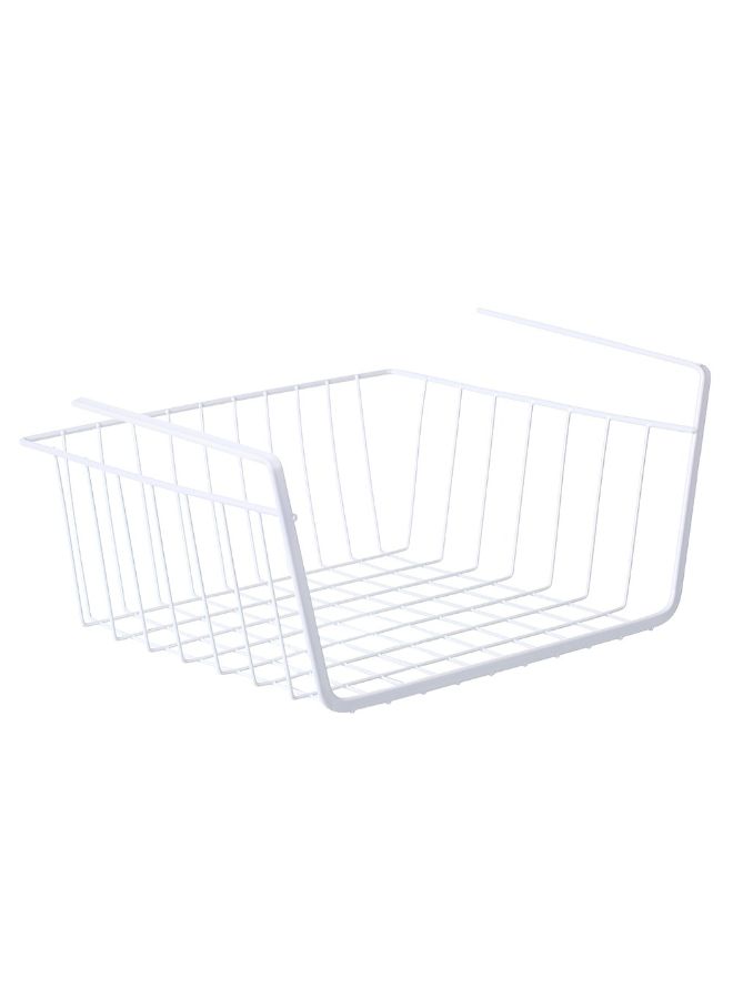 Metal Wire Under Shelf Hanging Storage Basket White 32cm - Image 2