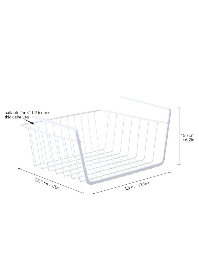 Metal Wire Under Shelf Hanging Storage Basket White 32cm - Image 5