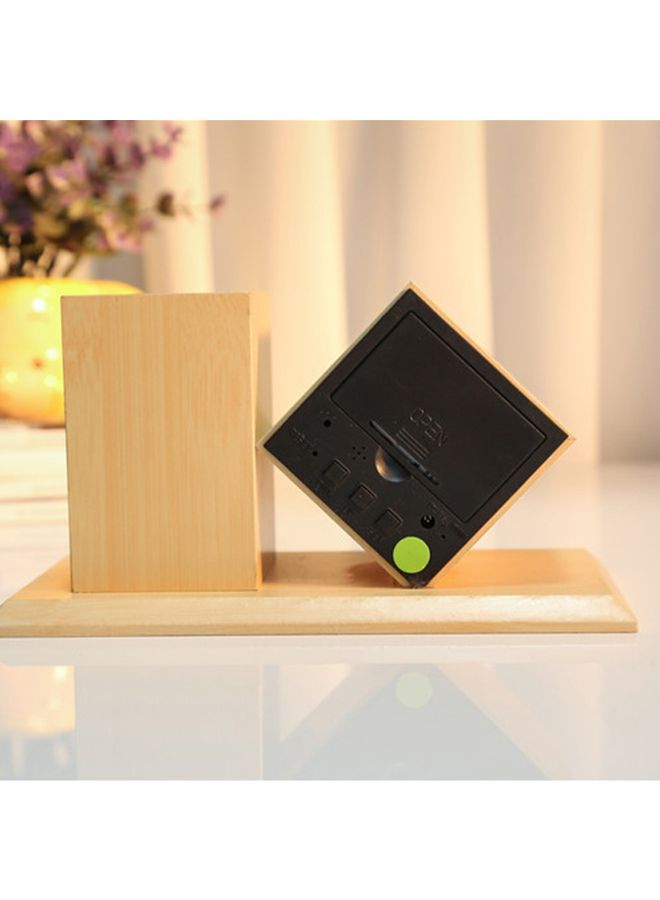 Mini Wooden Alarm Clock Beige 18 x 9.2 x 8.9cm  - Image 2