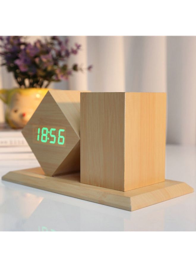 Mini Wooden Alarm Clock Beige 18 x 9.2 x 8.9cm  - Image 3