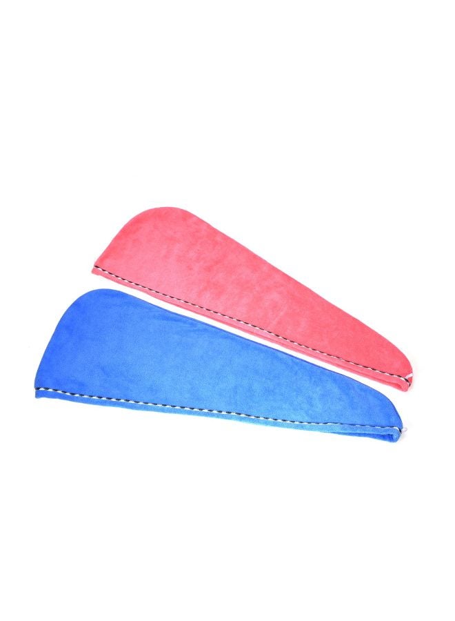 طقم مناشف تجفيف الشعر من المايكروفايبر مكون من قطعتين أزرق 25سم - Image 2