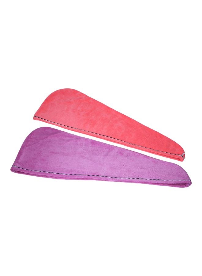 2-Piece Microfiber Hair Drying Towel Set Pink 25cm - Image 1