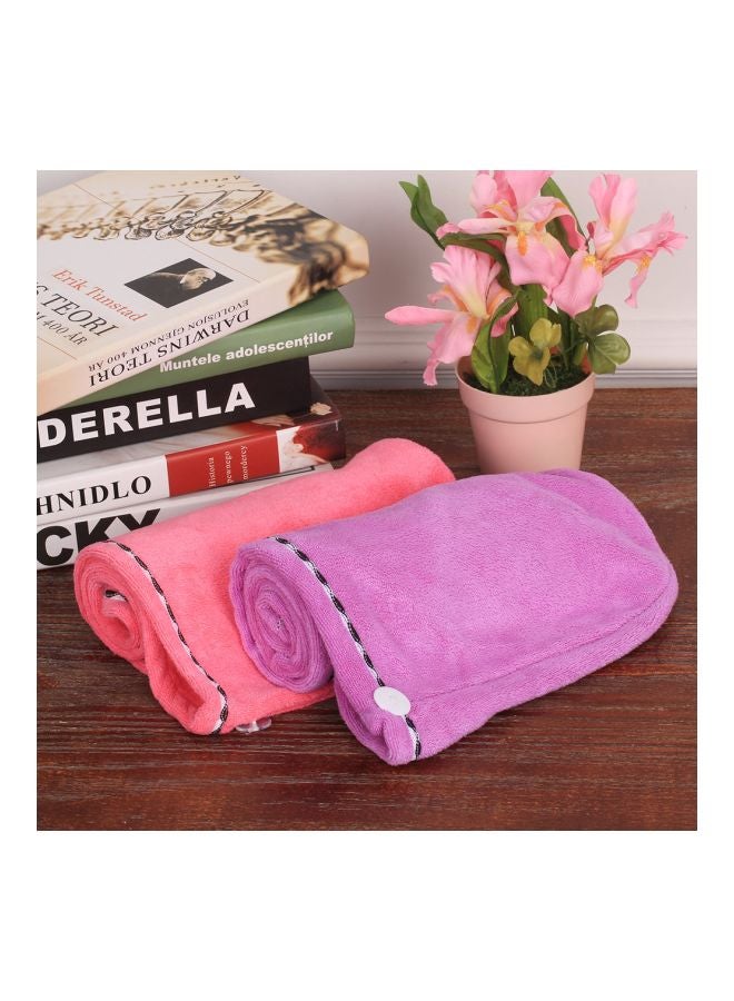 2-Piece Microfiber Hair Drying Towel Set Pink 25cm - Image 4