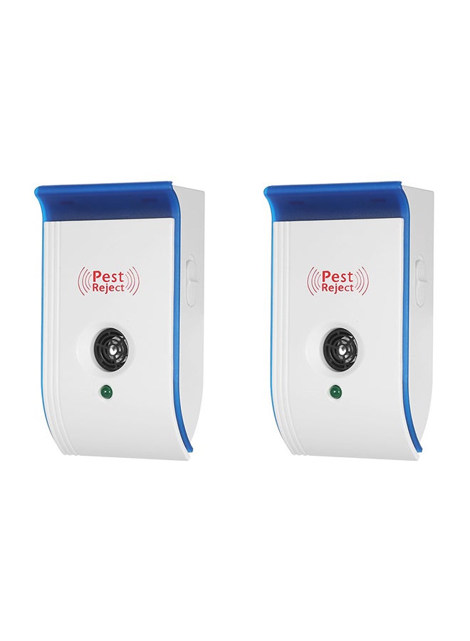 2-Piece Ultrasonic Pest Repeller With Night Light White/Blue 14centimeter - Image 1