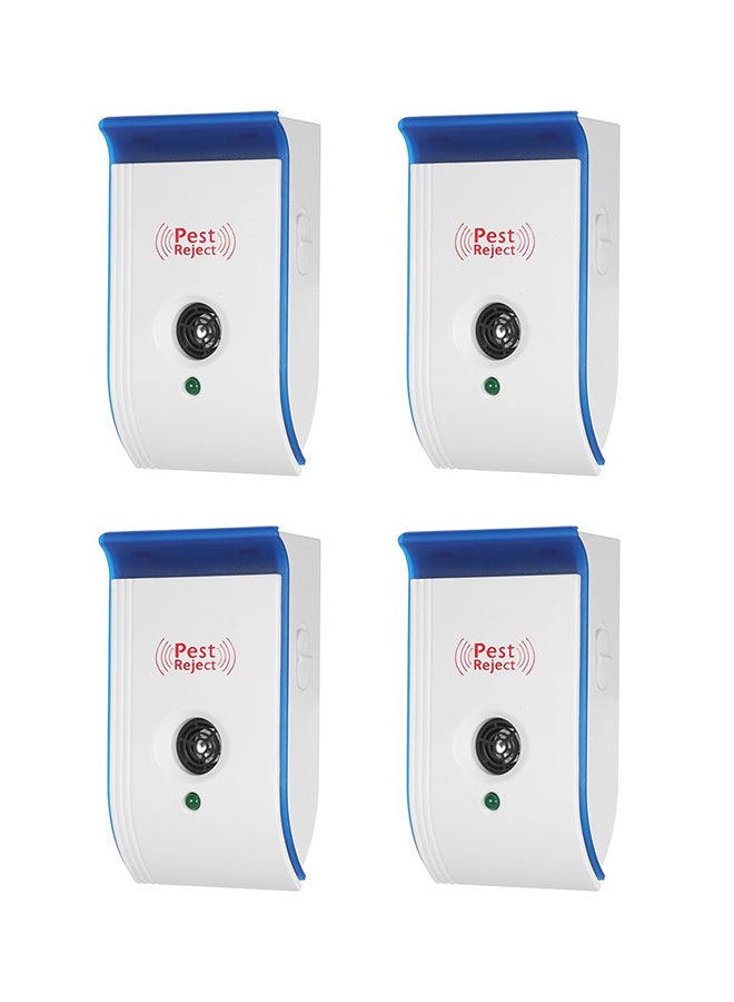 4-Piece Ultrasonic Pest Repellent With Night Light White/Blue 13centimeter - Image 1