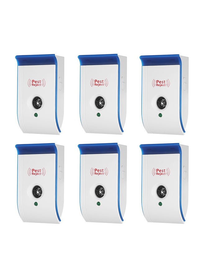 6-Piece Ultrasonic Pest Repeller With Night Light White/Blue 17.5centimeter - Image 1