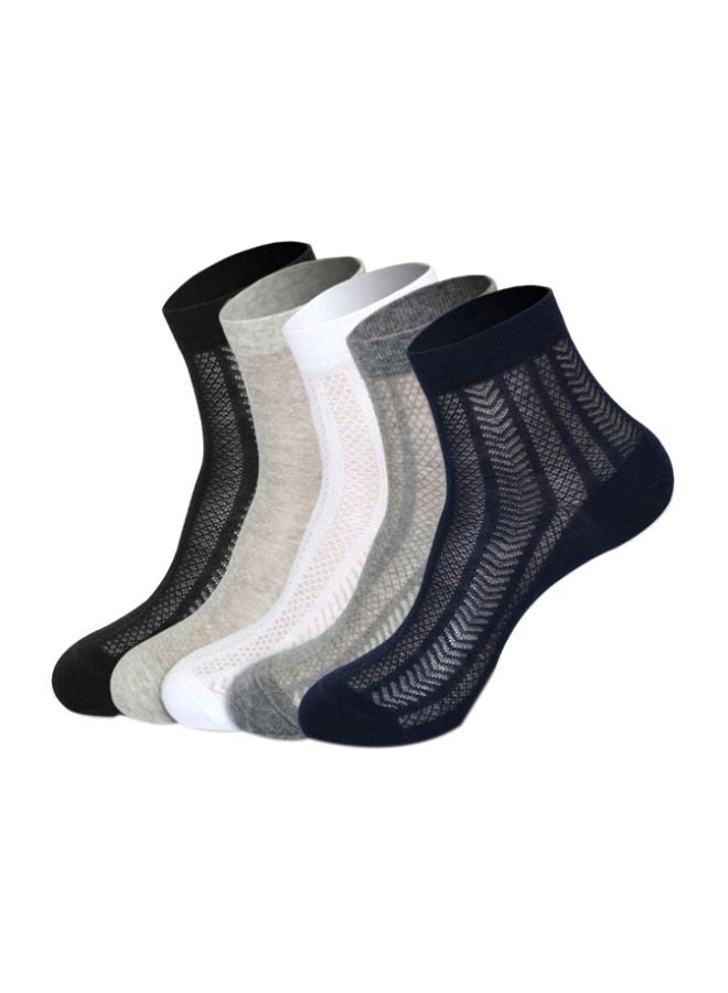 Sharpdo 5-Pair Breathable Cozy Socks Black/Grey/White  - Image 2
