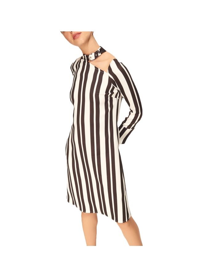 trendyol - Striped Choker Dress Black - Image 1