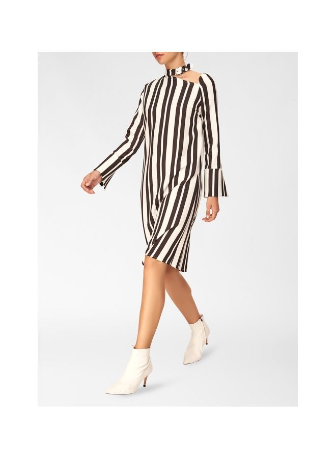 trendyol - Striped Choker Dress Black - Image 1