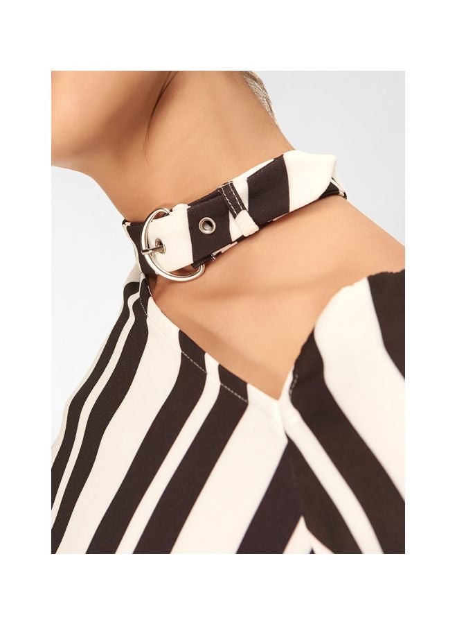 trendyol - Striped Choker Dress Black - Image 1
