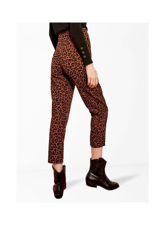 trendyol Leopard Print Pants Cinnamon/Black - Image 2