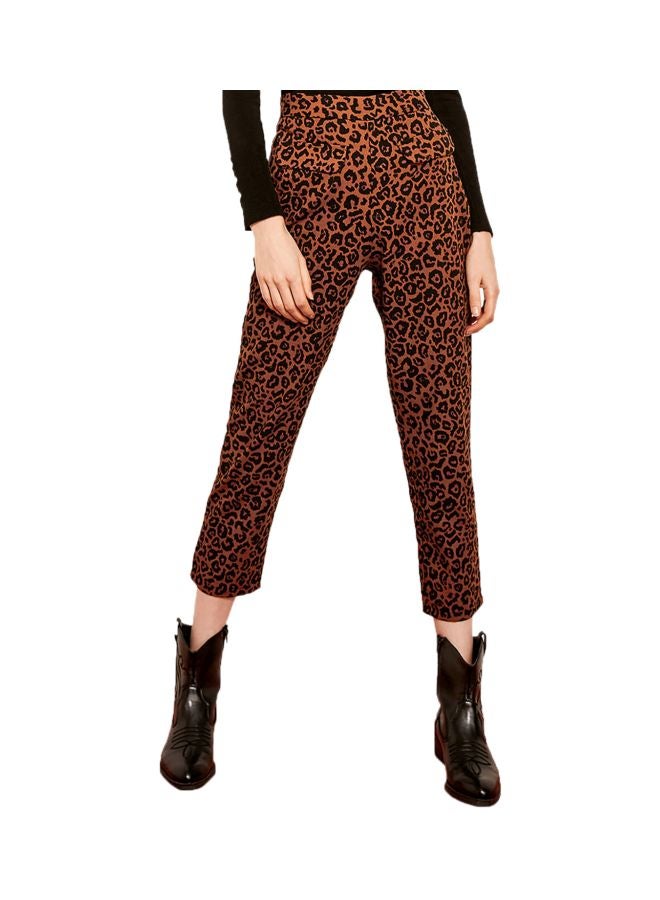 trendyol Leopard Print Pants Cinnamon/Black - Image 1