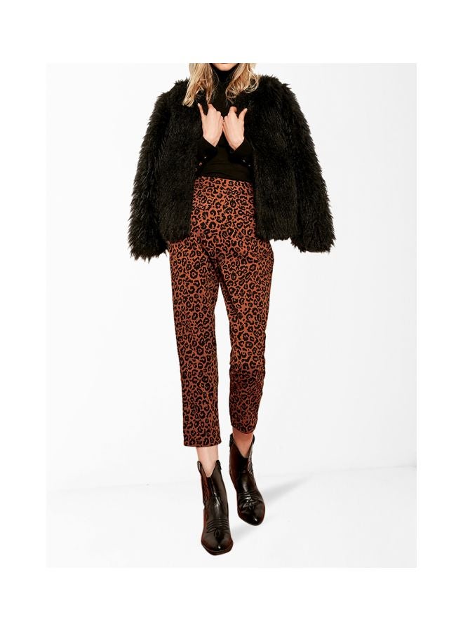 trendyol Leopard Print Pants Cinnamon/Black - Image 3