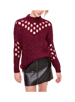 trendyol Braided Cut-Out Sweater Burgundy  - Image 1