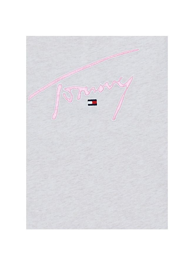 TOMMY HILFIGER - Long Sleeve Signature T-Shirt Heather Grey - Image 1